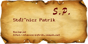 Stánicz Patrik névjegykártya