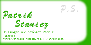 patrik stanicz business card